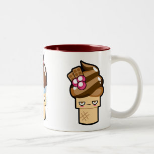 Café Em Dois Tons Caneca bonito dos cones do sorvete de Kawaii