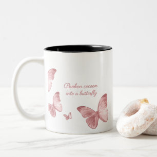 Café Em Dois Tons Caneca Borboleta Rosa – Fundo Preto Estético De