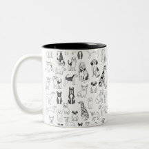 Caneca - caneca, desenho preto e branco de cão