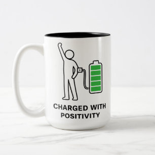 Café Em Dois Tons Caneca Carregada de Positividade ☕🔋   Motivação D
