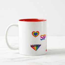 CAFÉ EM DOIS TONS CANECA CERÂMICA DE 11OZ BRANCA SIP OF PRIDE LGBTQ
