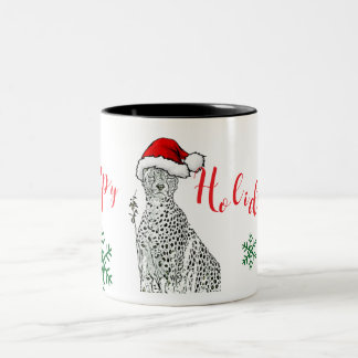 Café Em Dois Tons Caneca Cheetah de Natal