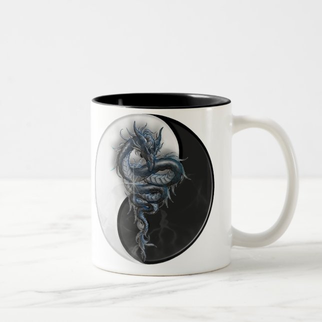 Café Em Dois Tons Caneca chinesa do dragão de Yin Yang (Direita)