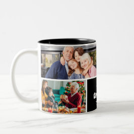 Café Em Dois Tons Caneca Colagem de 4 Fotos Primeiro Avô Moderno