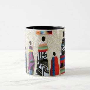 Café Em Dois Tons Caneca Colagem de Família Africana por Alicia McDa