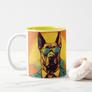 Café Em Dois Tons Caneca Colorida de Cachorro Legal com Óculos de So