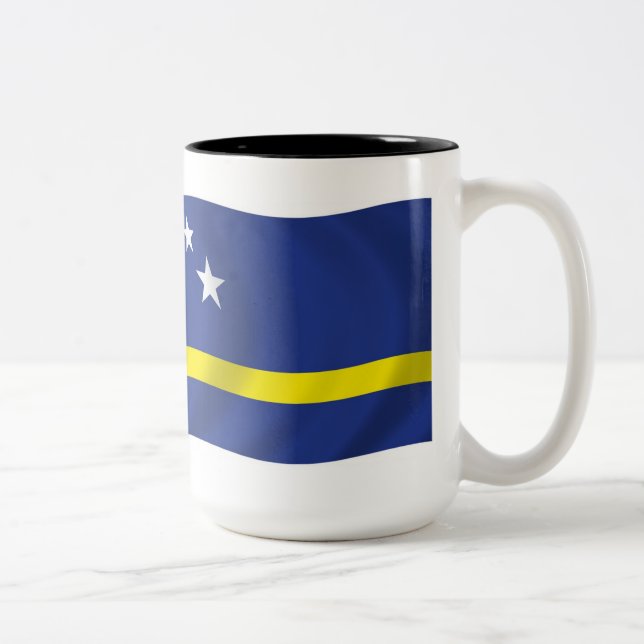 Café Em Dois Tons Caneca com a Bandeira de Curaçao (Direita)