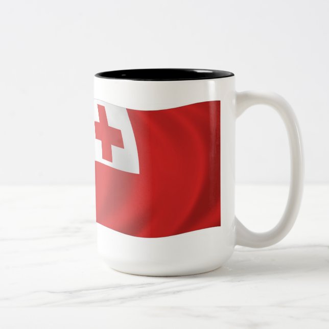 Café Em Dois Tons Caneca com a Bandeira de Tonga (Direita)