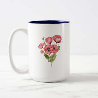 Café Em Dois Tons Caneca com Buquê de Flores Rosa Romântico