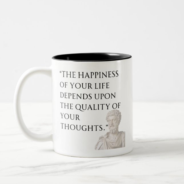 Café Em Dois Tons Caneca com Citação de Marco Aurélio (Esquerda)