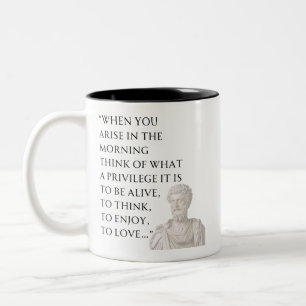 Café Em Dois Tons Caneca com Citação de Marco Aurélio