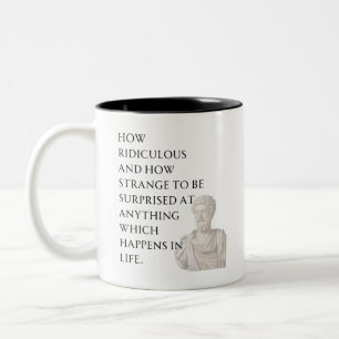 Café Em Dois Tons Caneca com Citação de Marco Aurélio