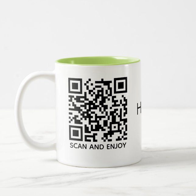 Café Em Dois Tons Caneca com Código QR de Música Curativa – Caneca C (Esquerda)