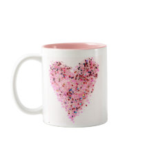 Caneca com Coração de Purpurina Rosa