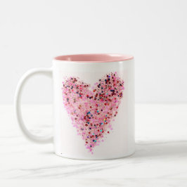 Café Em Dois Tons Caneca com Coração de Purpurina Rosa