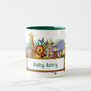 Café Em Dois Tons Caneca com Coroa de Flores e Nome Personalizado de