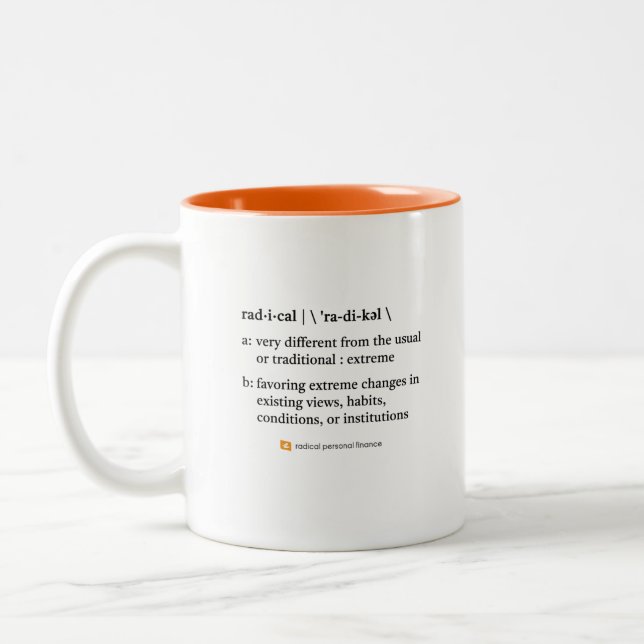 Café Em Dois Tons Caneca com Definição de Radical Canhoto (Esquerda)