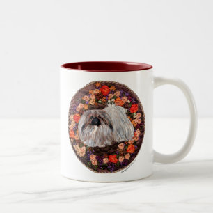 Café Em Dois Tons Caneca com Desenho de Flor de Pequimese Bonito