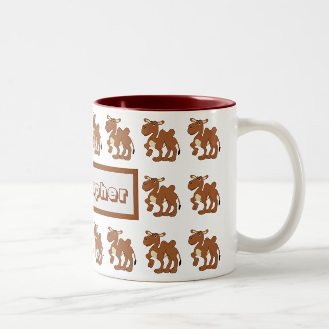Café Em Dois Tons Caneca com Design de Camelo Bactriano (Direita)