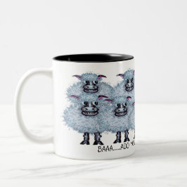 Café Em Dois Tons Caneca com Design Engraçado de Ovelhas