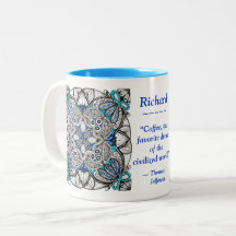 Caneca com Doodle Abstrato e Citação de Jefferson