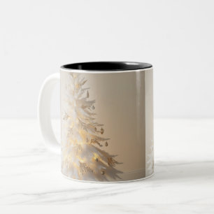 Café Em Dois Tons Caneca com Embrulho de Árvore de Natal