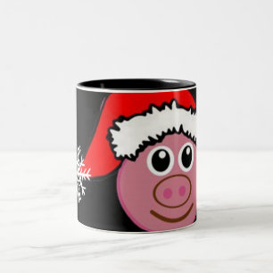 CAFÉ EM DOIS TONS CANECA COM EMOJI (EMOTICON) "PORCO DE NATAL"