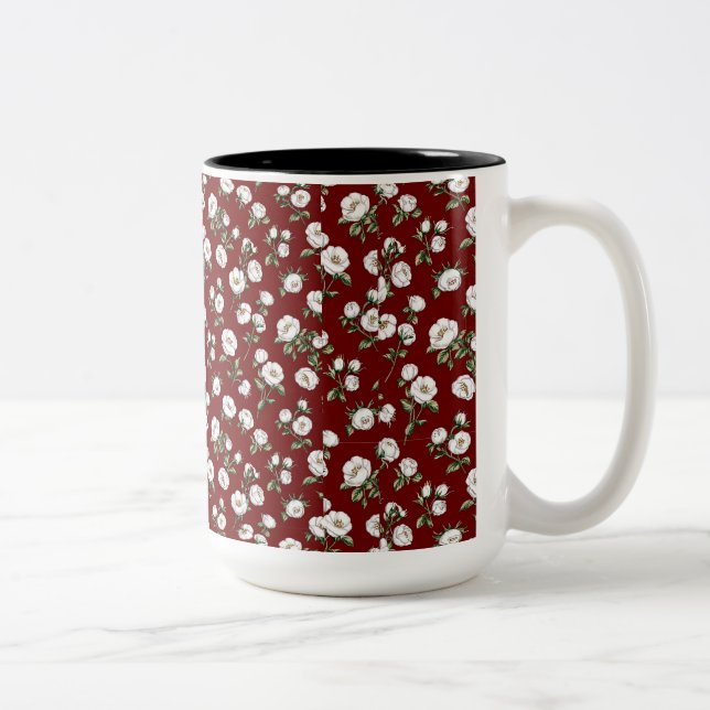 Café Em Dois Tons Caneca com Estampa de Flores (Direita)