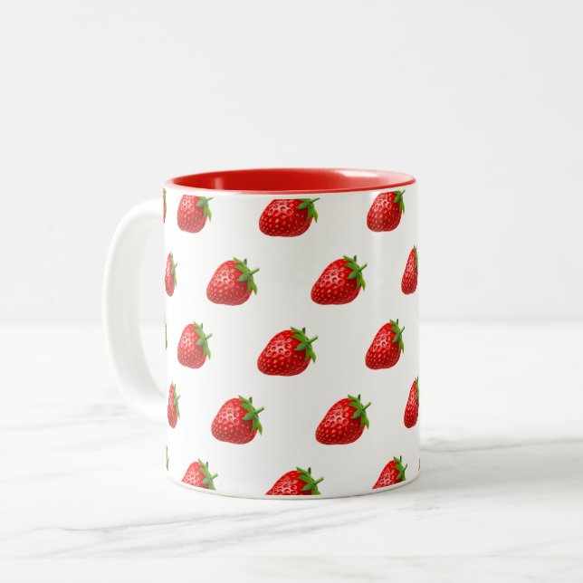 Café Em Dois Tons Caneca com Estampa de Morango (Frente Esquerda)