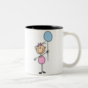 Café Em Dois Tons Caneca com Garotinha Desenho de Palitinhos