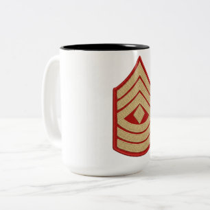 Café Em Dois Tons Caneca com Insígnia de Graduação de Sargento-Mor d