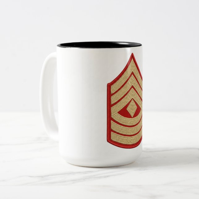 Café Em Dois Tons Caneca com Insígnia de Graduação de Sargento-Mor d (Frente Esquerda)