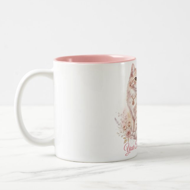 Café Em Dois Tons Caneca com Nome de Gato Personalizado  (Esquerda)