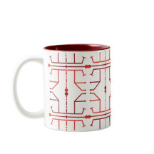Caneca com padrão abstrato de hieróglifos