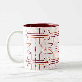 Café Em Dois Tons Caneca com Padrão Abstrato de Hieróglifos