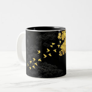 Café Em Dois Tons Caneca com Padrão de Boneco de Palito Preto   Mini