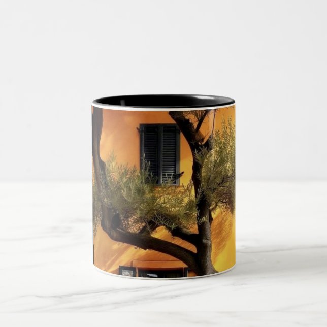 Café Em Dois Tons Caneca com padrão de figura de palito preta | Mini (Centro)