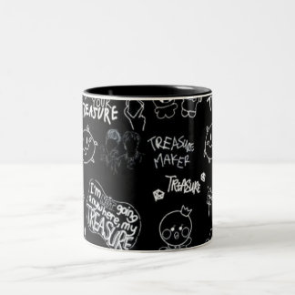 Café Em Dois Tons Caneca com padrão de figura de palito preta | Mini