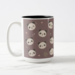 Café Em Dois Tons Caneca com Padrão de Panda Kawaii Fofo – Desenho C