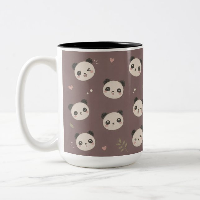 Café Em Dois Tons Caneca com Padrão de Panda Kawaii Fofo – Desenho C (Esquerda)