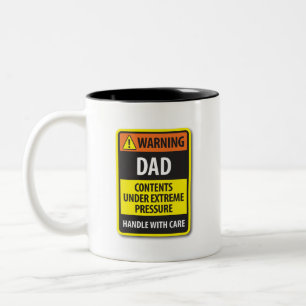 Café Em Dois Tons Caneca com Placa de Alerta Divertida para Pai sob