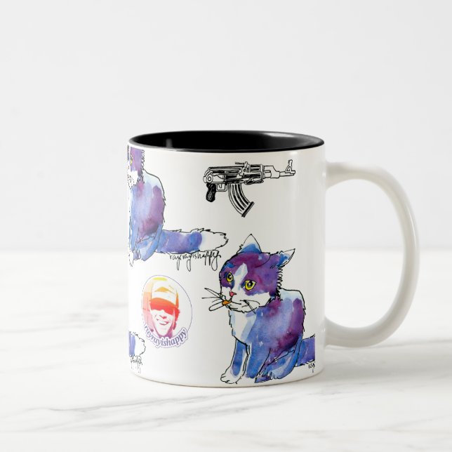 Café Em Dois Tons Caneca com Rabiscos de AK-47 (Direita)