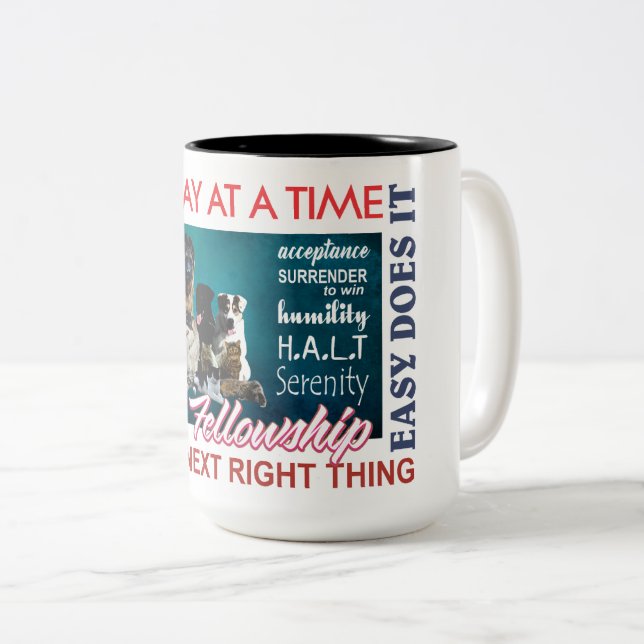 Café Em Dois Tons caneca com slogan de grupo de recuperação 25 (Frente Esquerda)