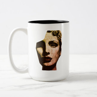 Café Em Dois Tons Caneca Combo Colagem de Rosto de Mulher Vintage Ab