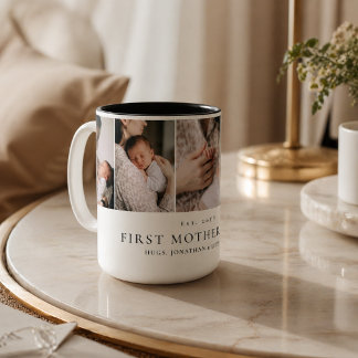 Café Em Dois Tons Caneca Comemorativa de Colagem de Fotos do Primeir