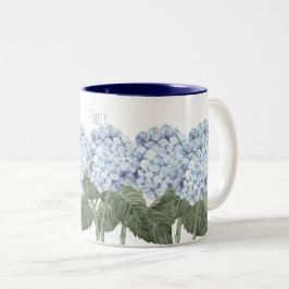 Café Em Dois Tons Caneca Contraste Flores Azuis de Hortênsia