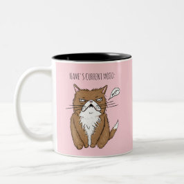 Café Em Dois Tons Caneca cor-de-rosa do gato de Meh do humor atual