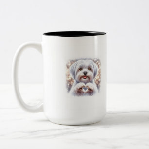 Café Em Dois Tons Caneca Coração de Cachorrinho Fofo