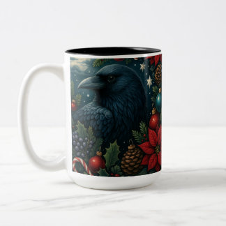 Café Em Dois Tons Caneca Corvo de Natal Encantado – 15oz Inverno Gót