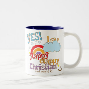 Café Em Dois Tons Caneca cristã: Cristão feliz de Clappy